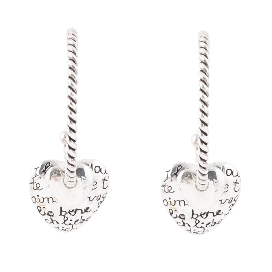 Sterling Silver Engraved Heart Hoop Earrings | Earrings | Wiccan Center