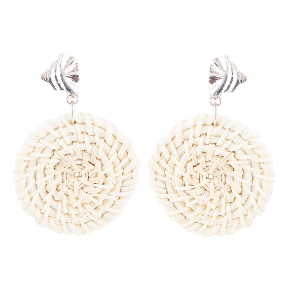 Sterling Silver Tan Rattan Statement Earrings | Earrings | Wiccan Center