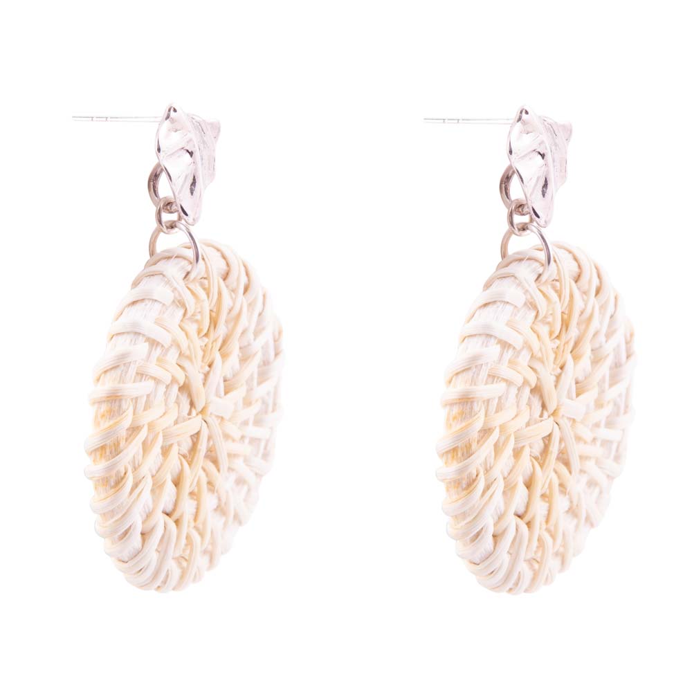 Sterling Silver Tan Rattan Statement Earrings | Earrings | Wiccan Center