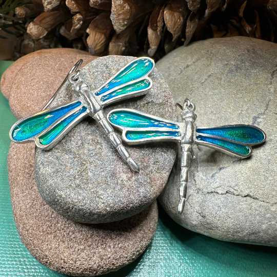 Blue Dragonfly Dangle Earrings for Women