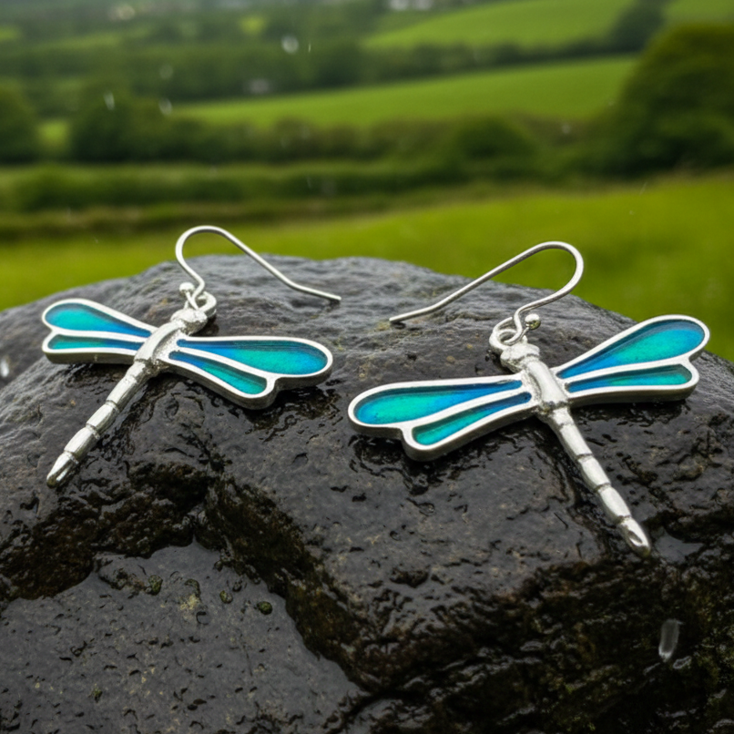 Blue Dragonfly Dangle Earrings for Women