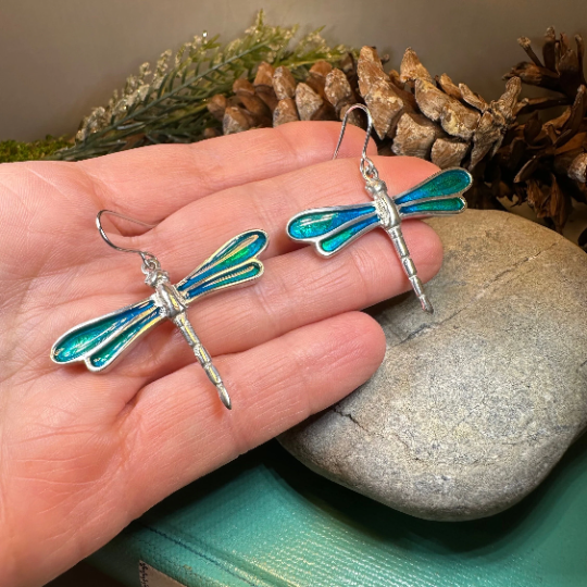 Blue Dragonfly Dangle Earrings for Women