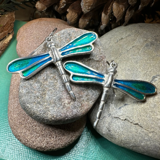 Blue Dragonfly Dangle Earrings for Women