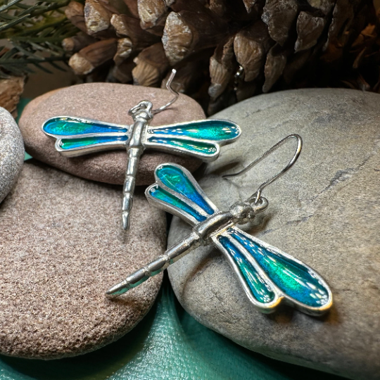 Blue Dragonfly Dangle Earrings for Women