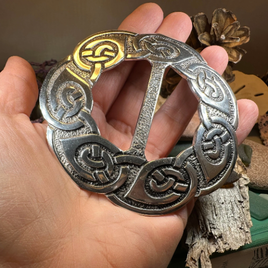 Lorna Large Celtic Knot Scarf Ring in Pewter | Scarf Ring | Wiccan Center