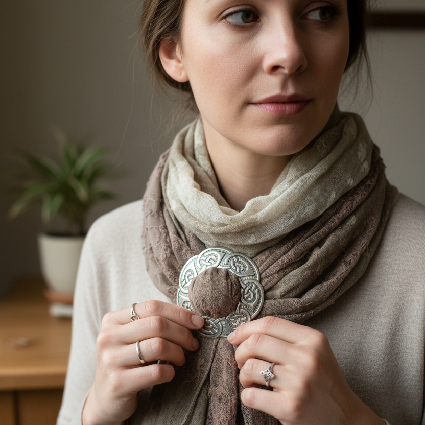 Lorna Large Celtic Knot Scarf Ring in Pewter | Scarf Ring | Wiccan Center
