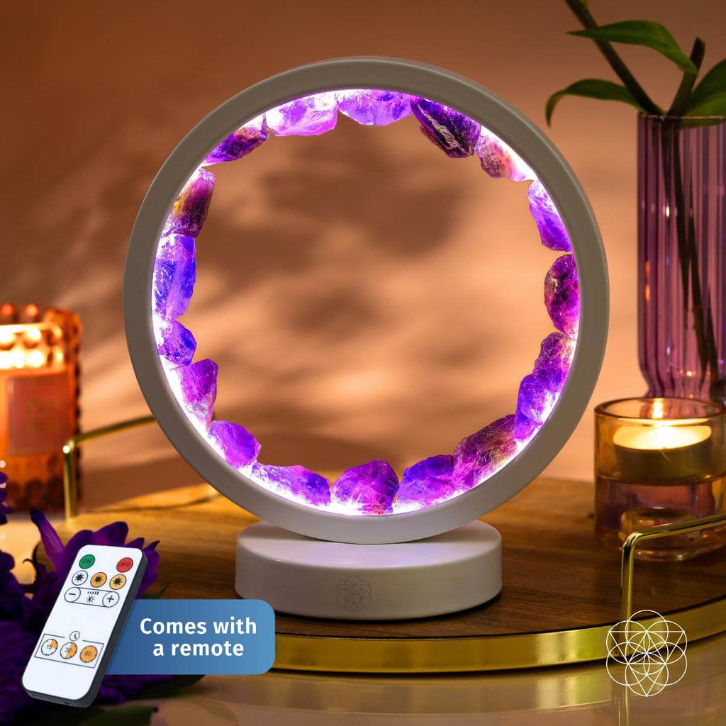 Stress Less, Sleep More – Amethyst Healing Lamp | Night Light | Wiccan Center
