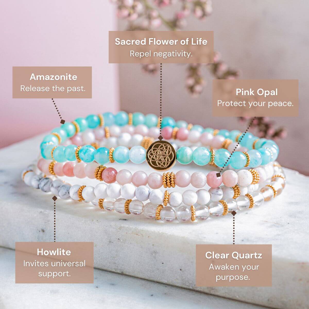 Stress Reliever Bracelet Pack of 4 | Jewelry Set | Wiccan Center