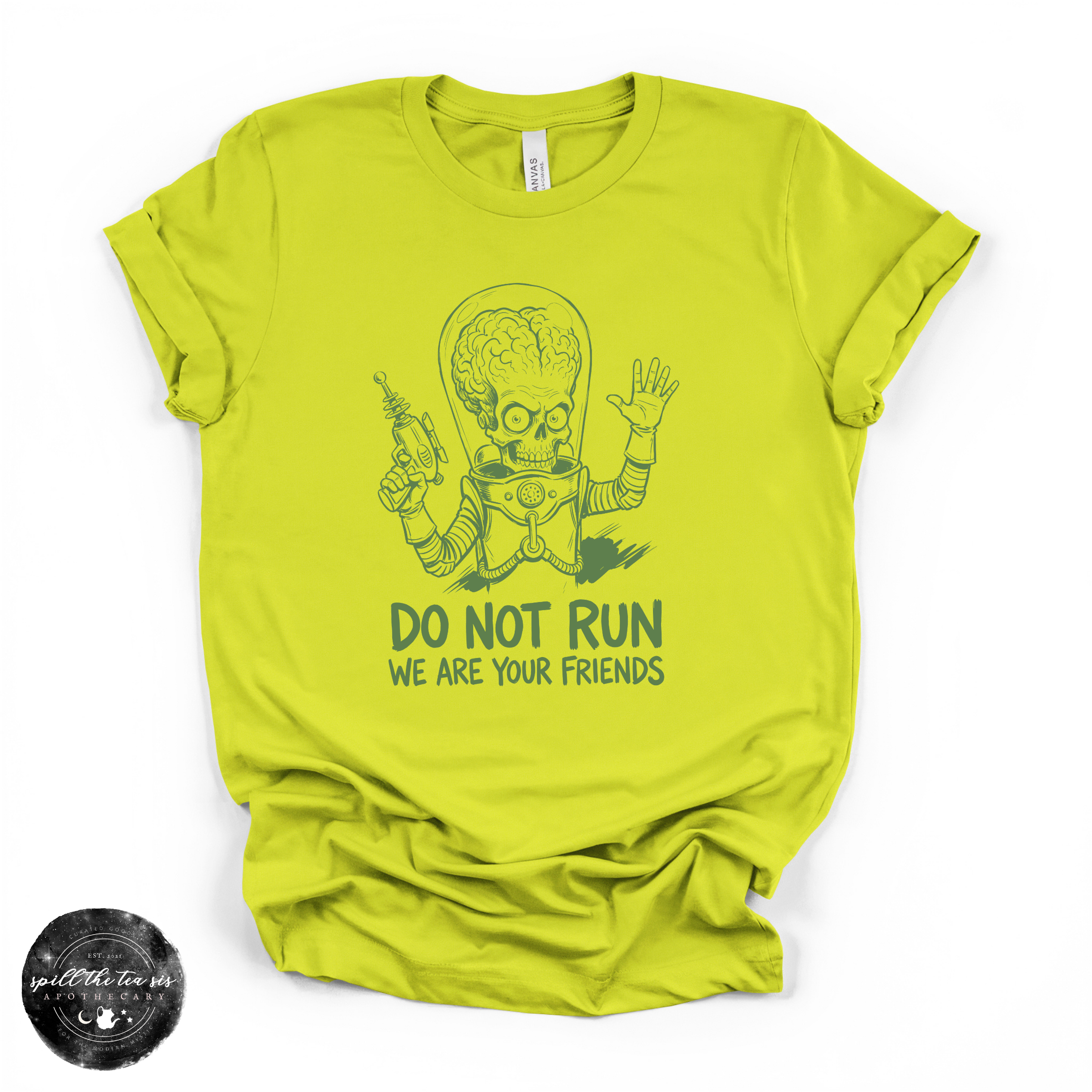 Do Not Run Alien Tee | Funny UFO Graphic T-Shirt | | Wiccan Center