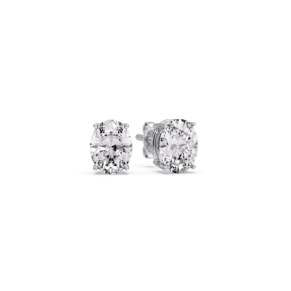Classic Four Prong Oval Diamond Solitaire Stud Earrings [IGI Certified]