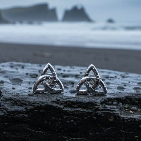 Simple Celtic Trinity Knot Stud Earrings in Sterling Silver | Post Earrings | Wiccan Center