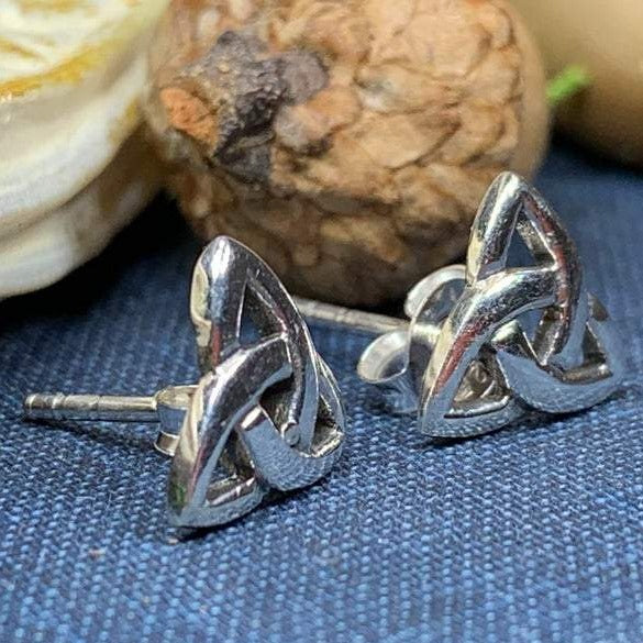 Simple Celtic Trinity Knot Stud Earrings in Sterling Silver | Post Earrings | Wiccan Center