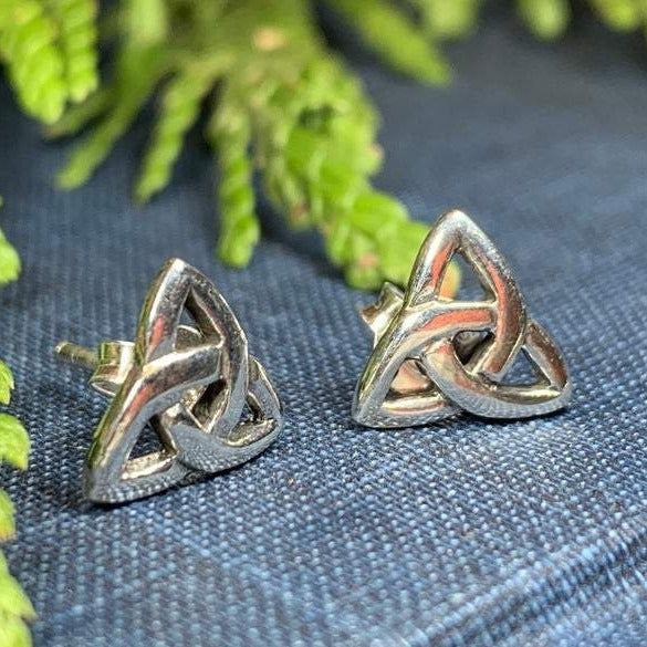 Simple Celtic Trinity Knot Stud Earrings in Sterling Silver | Post Earrings | Wiccan Center