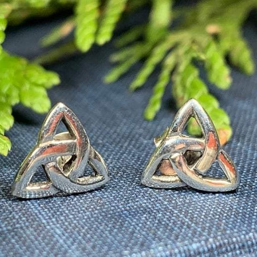Simple Celtic Trinity Knot Stud Earrings in Sterling Silver | Post Earrings | Wiccan Center