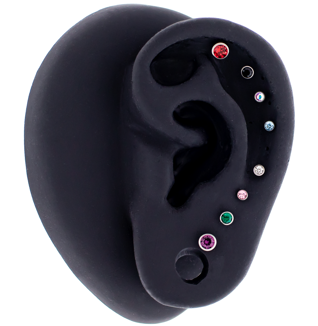 Steel Round Bezel Set Gem Earring Studs | Body Jewelry | Wiccan Center