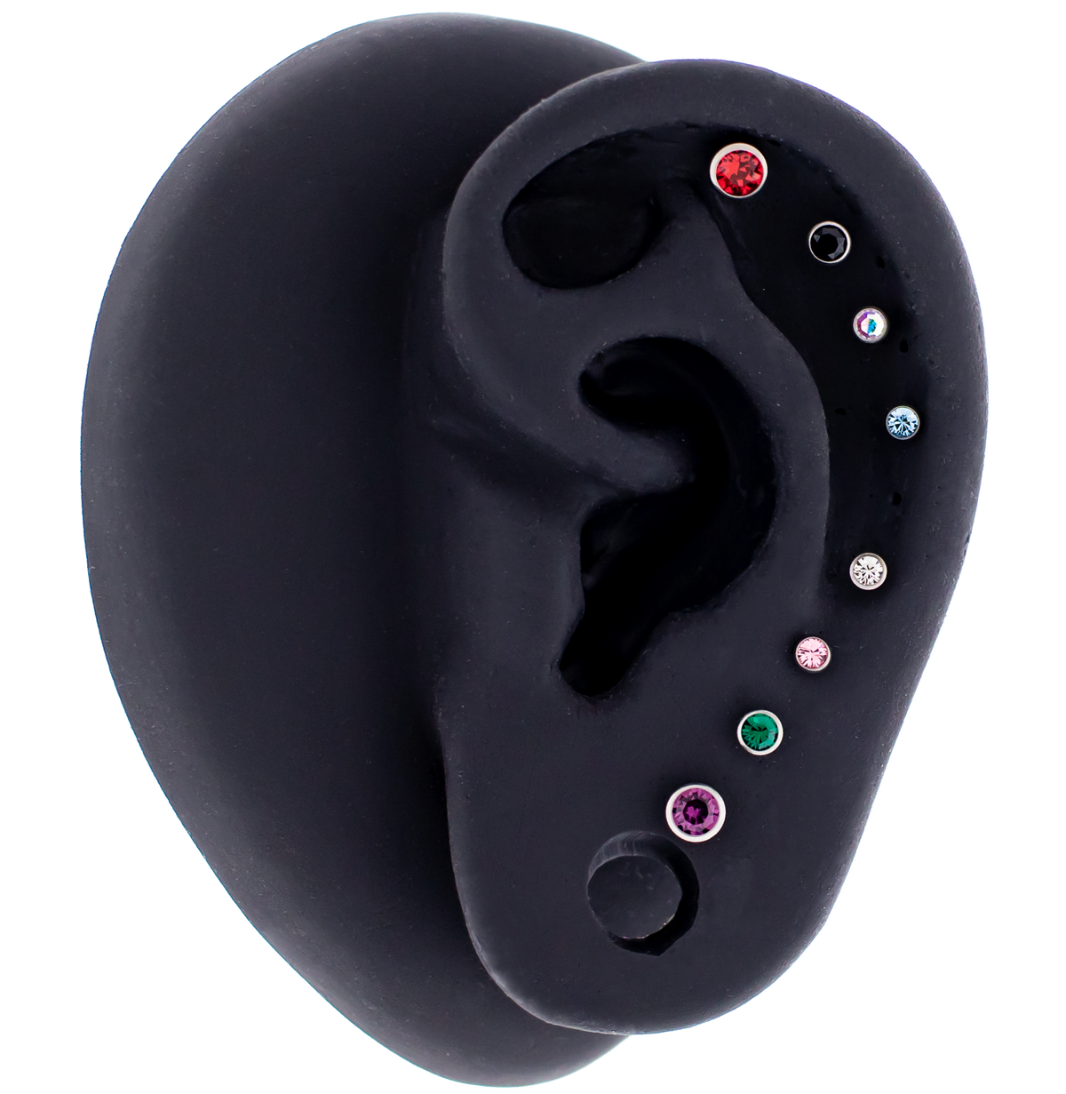 Steel Round Bezel Set Gem Earring Studs | Body Jewelry | Wiccan Center