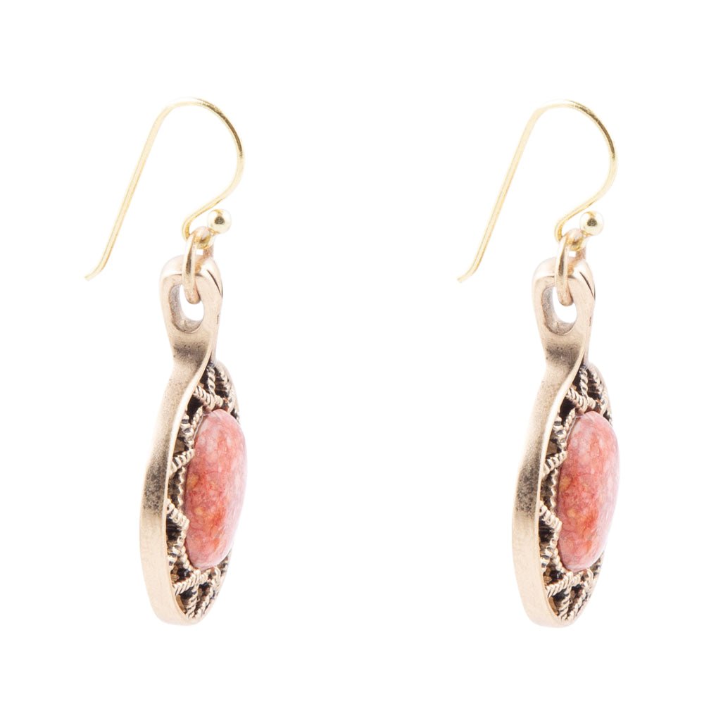 Sun Orange Sponge Coral Golden Drop Earrings | Earrings | Wiccan Center