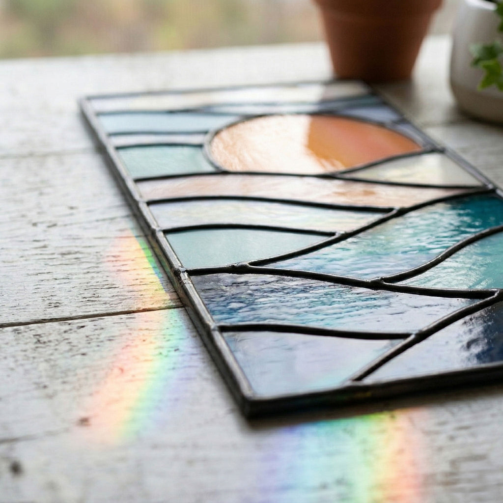 Sunset Landscape Stained Glass Pattern and PNG | Crafting Patterns & Molds | Wiccan Center