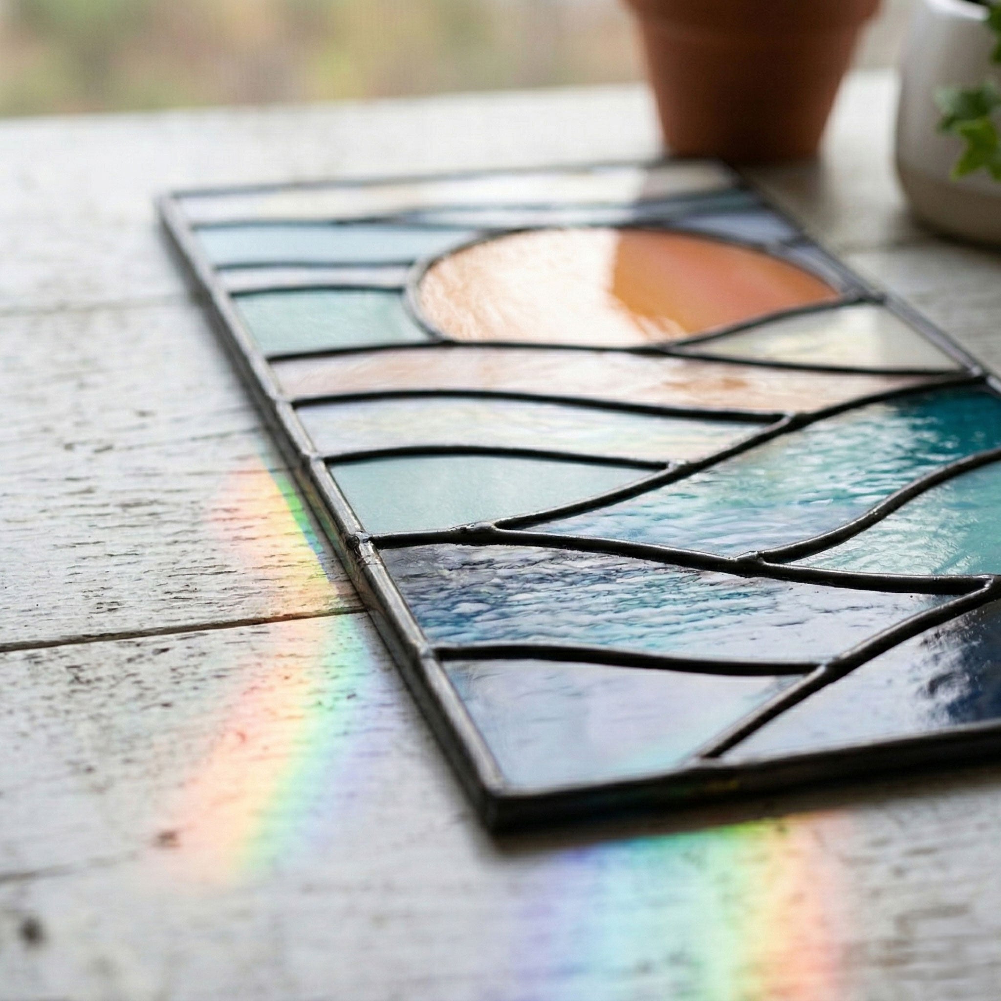 Sunset Landscape Stained Glass Pattern and PNG | Crafting Patterns & Molds | Wiccan Center
