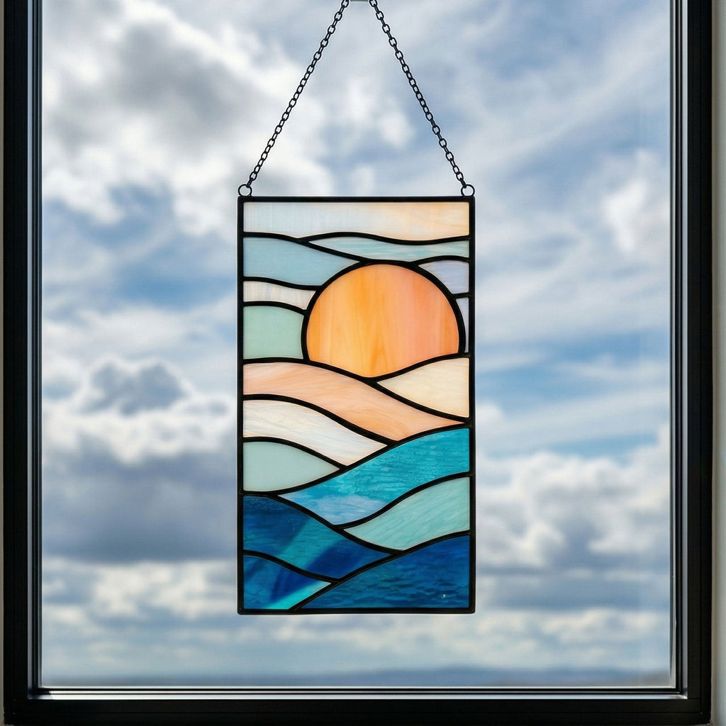 Sunset Landscape Stained Glass Pattern and PNG | Crafting Patterns & Molds | Wiccan Center
