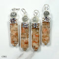 Sunstone Orgonite and Glass Ball Pendant with Silver Plating (2 Inches) (4 Pieces)