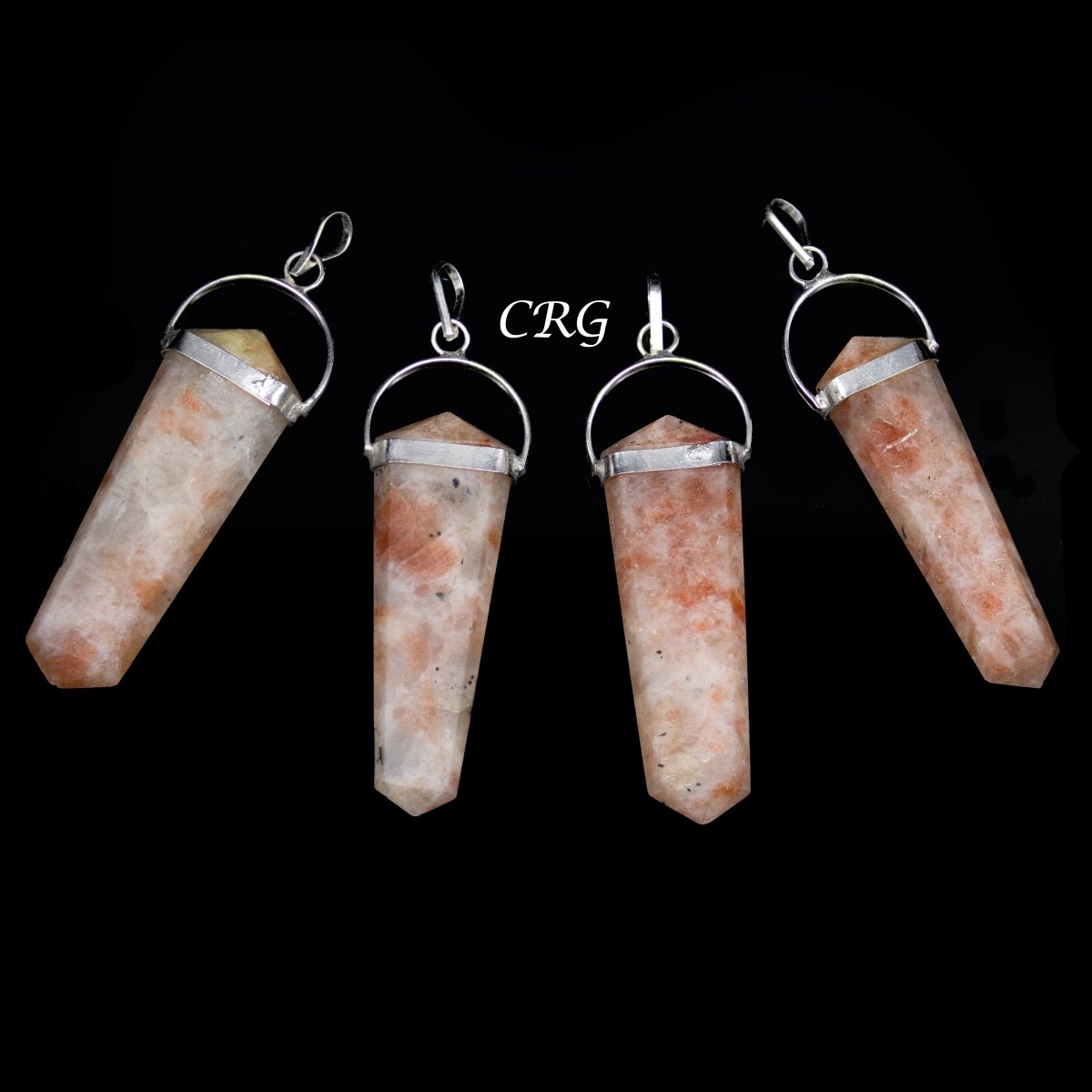 Sunstone Flat Point Pendant with Silver Plating (2 Inches) (4 Pieces)