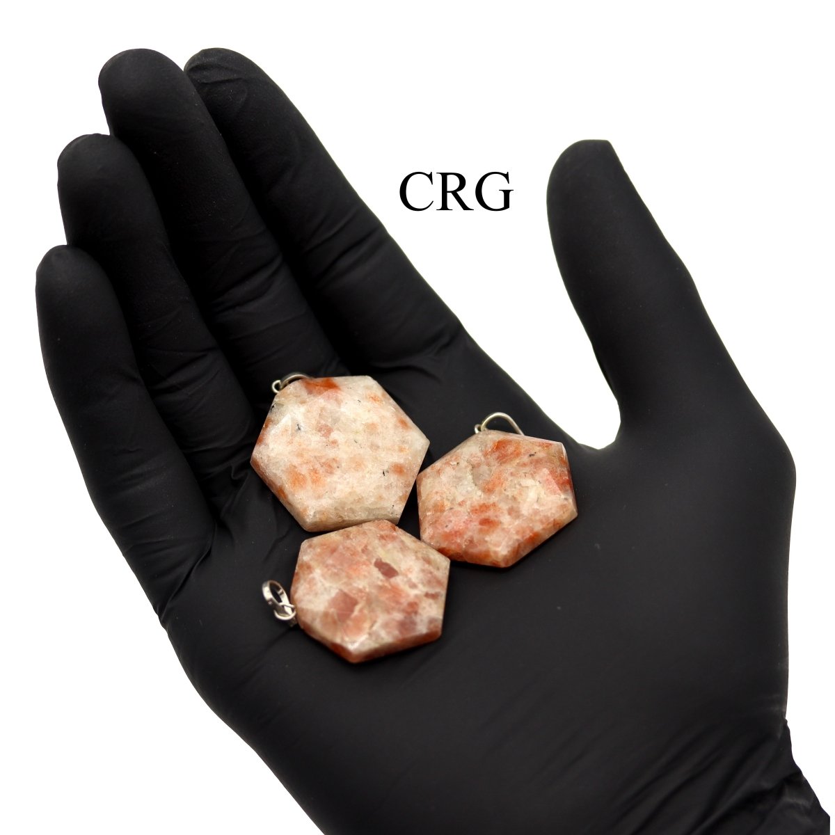 Sunstone Hexagon Pendants (1 Inch) (4 Pcs) Small Silver-Plated Faceted Hexagon Pendants