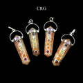 Sunstone Small Point Pendant with Silver Plating and 7 Stone Detail (1.5 Inches) (4 Pcs)