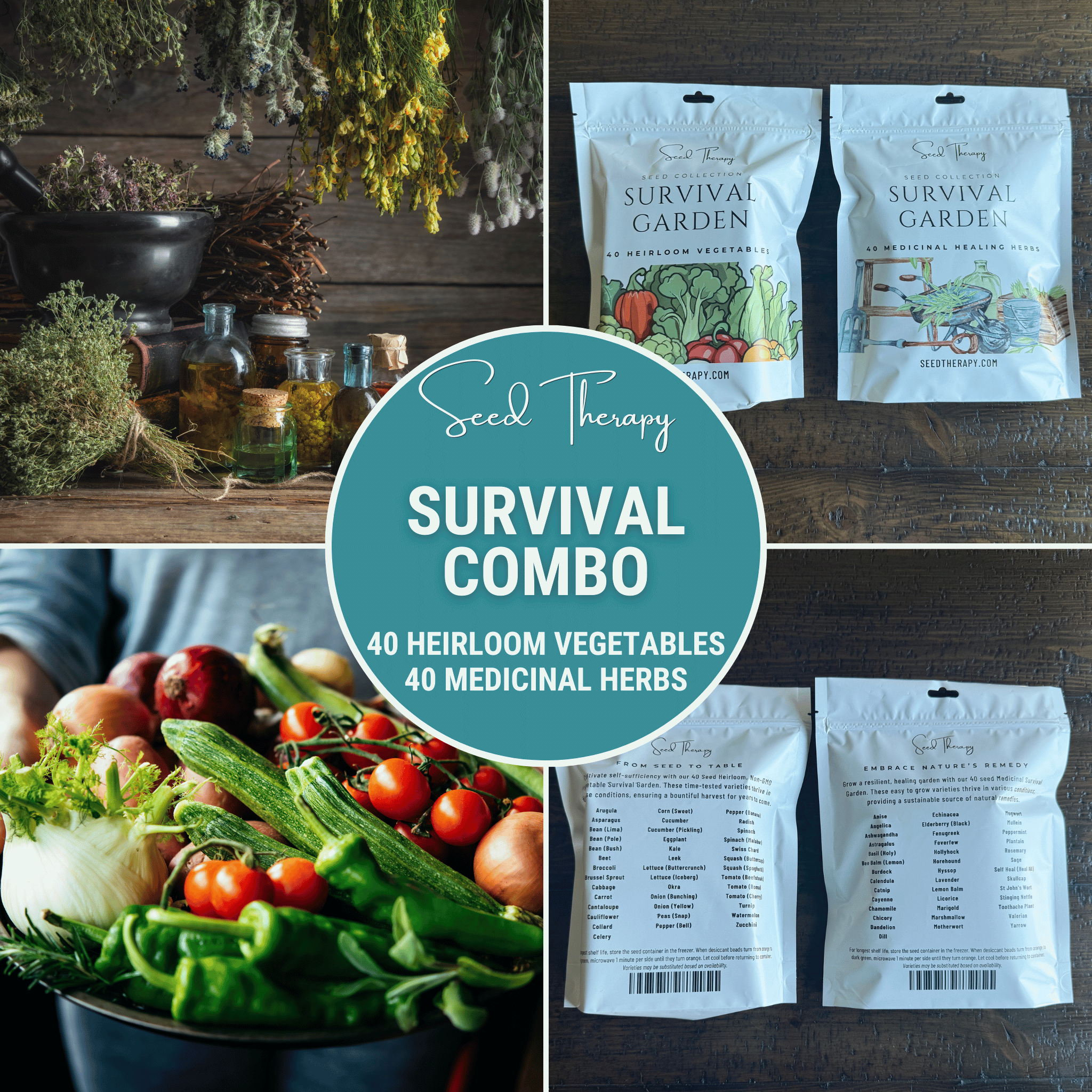 Survival Garden Combo – 40 Vegetable & 40 Medicinal Herb Varieties | Seeds | Wiccan Center