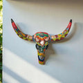 Talavera Longhorn Wall Decor | Handcrafted Mexican Bull Skull Art | Talavera Wall Art | Wiccan Center