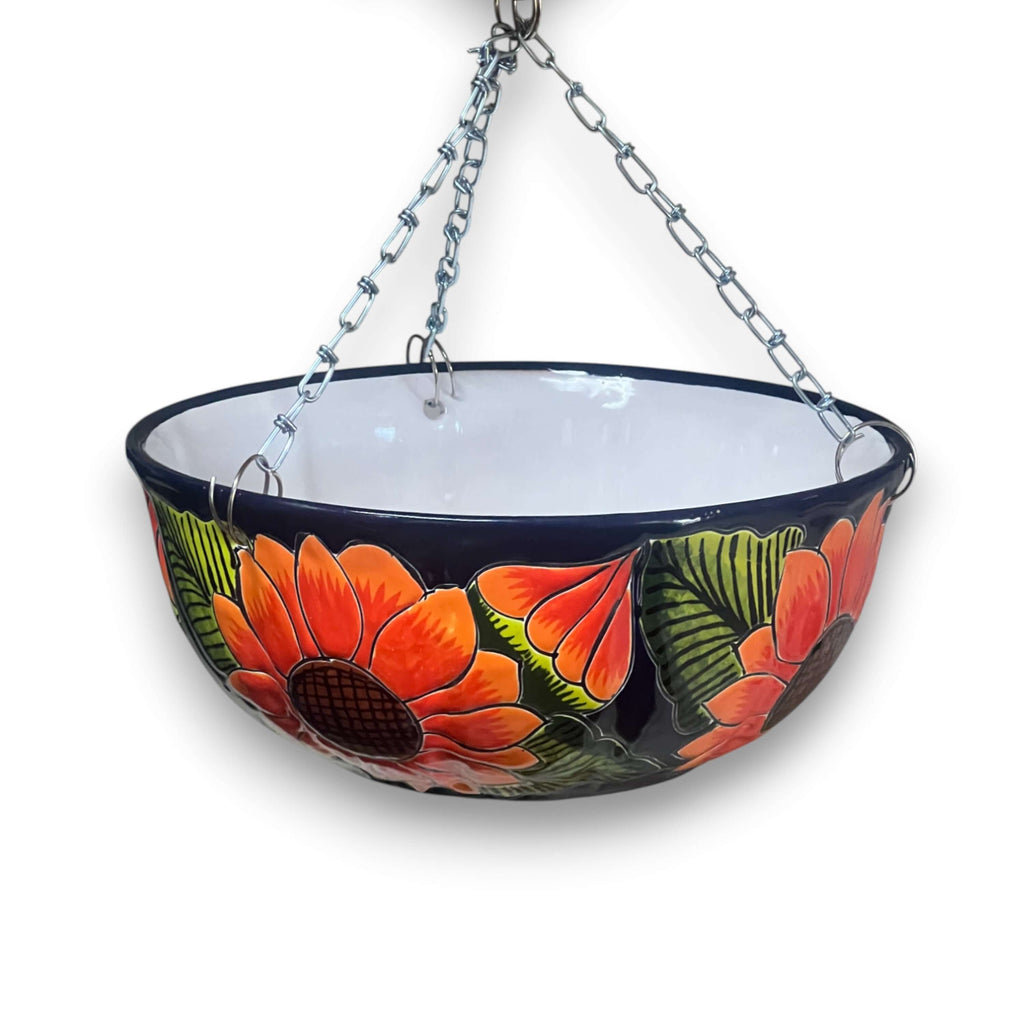 Vibrant Talavera Sunflower Hanging Planter | Artisan Pot | Talavera Flower Pot | Wiccan Center
