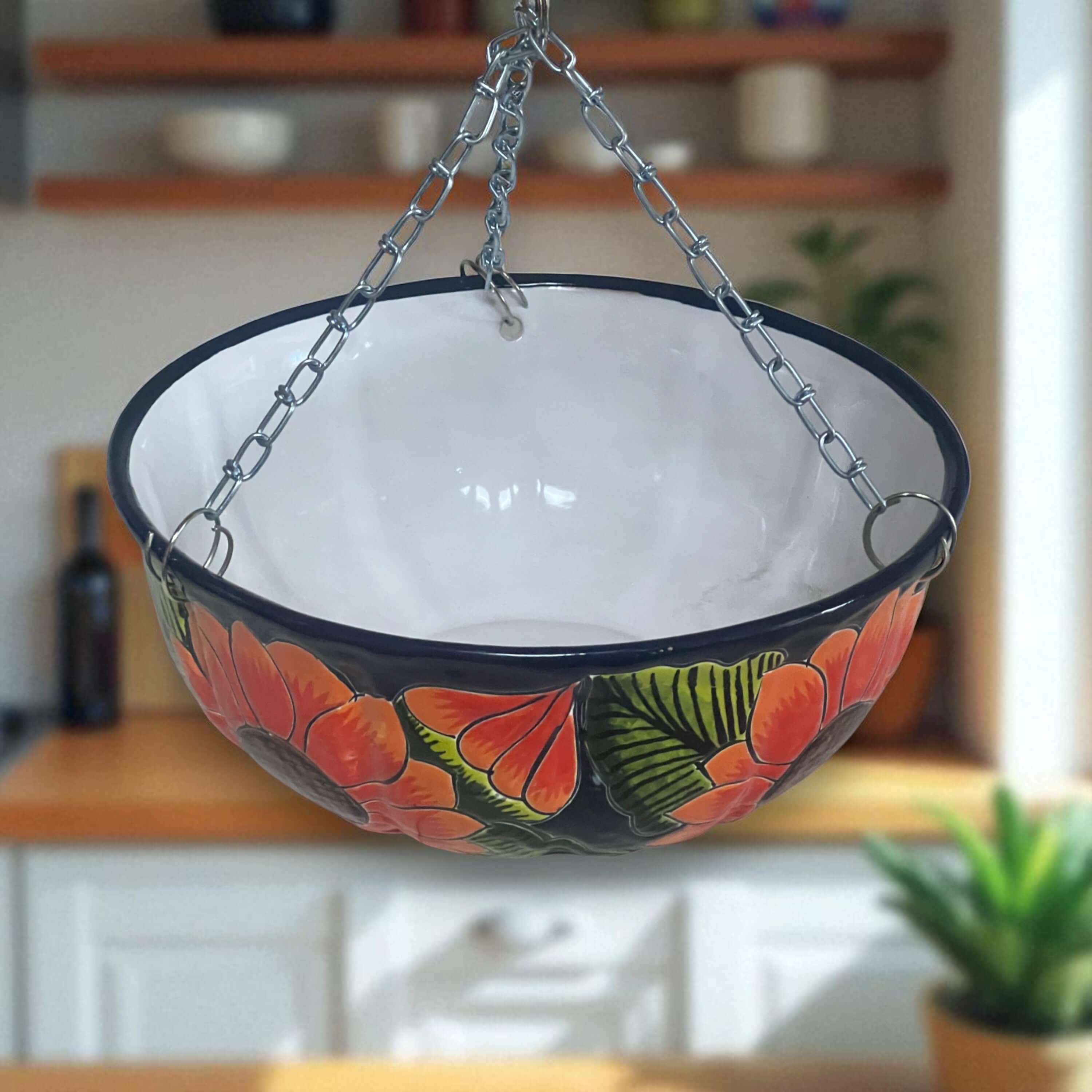 Vibrant Talavera Sunflower Hanging Planter | Artisan Pot | Talavera Flower Pot | Wiccan Center