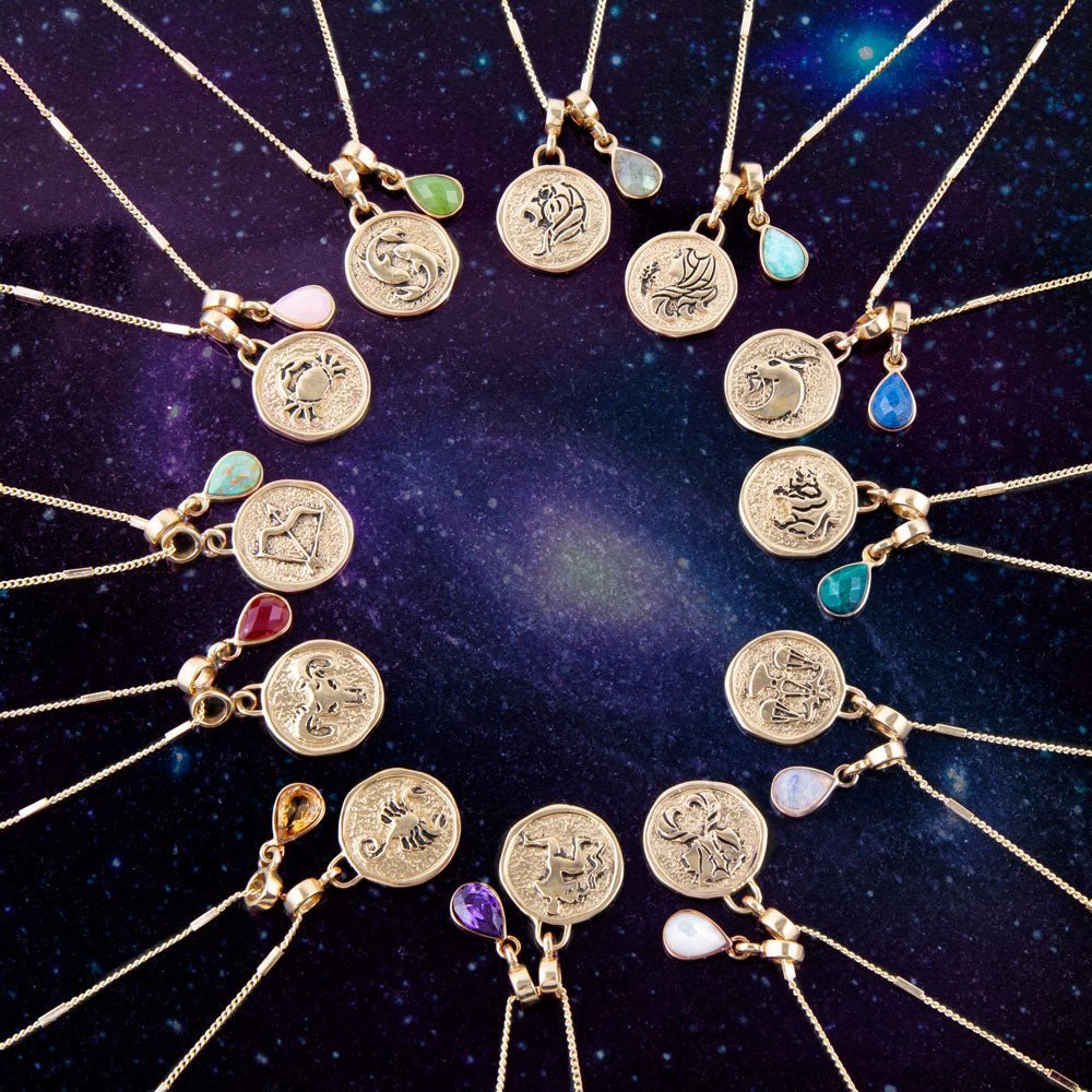 Taurus - Zodiac Green Malachite Golden Charm Necklace | Necklaces | Wiccan Center