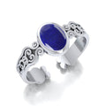Celtic Knot Spiral Cuff Bracelet with Synthetic Lapis TBA186