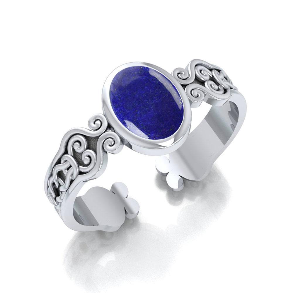 Celtic Knot Spiral Cuff Bracelet with Synthetic Lapis TBA186