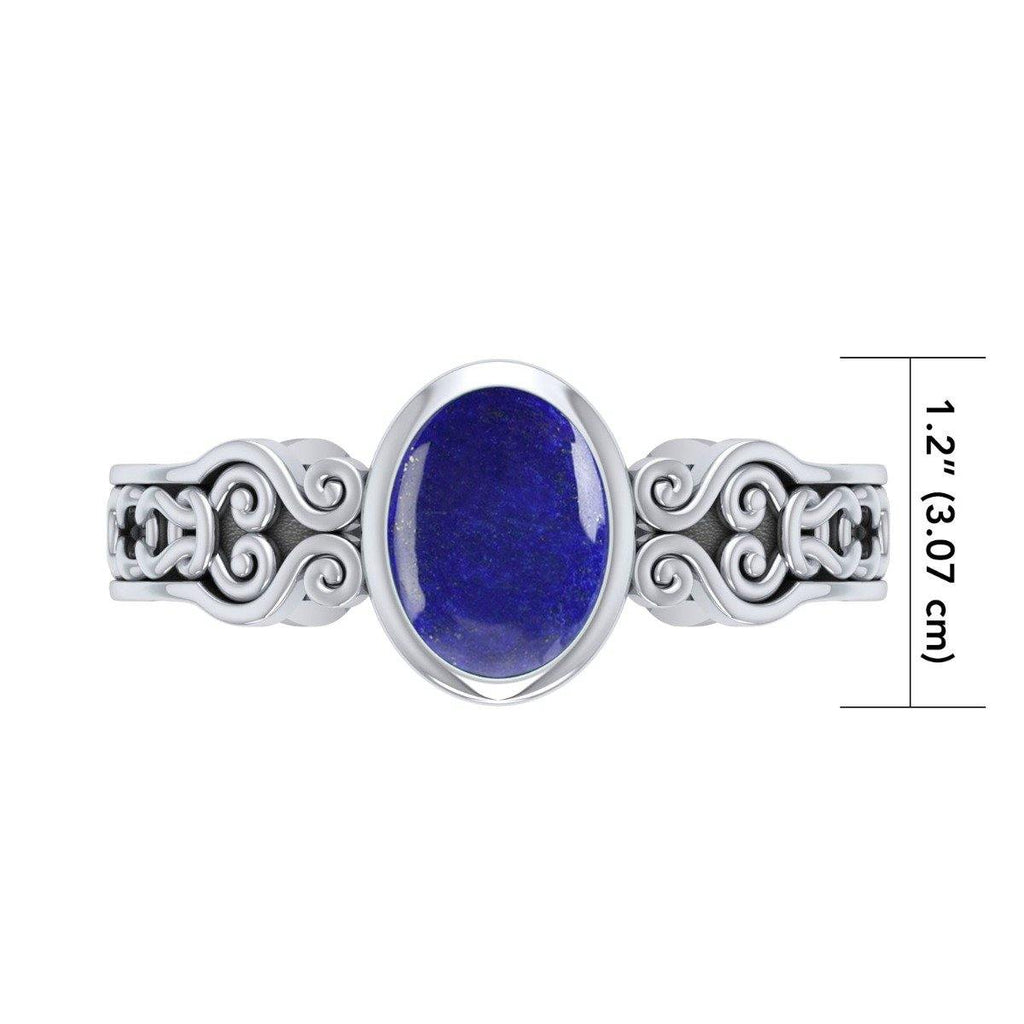 Celtic Knot Spiral Cuff Bracelet with Synthetic Lapis TBA186