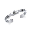 Celtic Knot Claddagh Sterling Silver Cuff Bracelet TBG270 Celebrating Love Friendship Loyalty