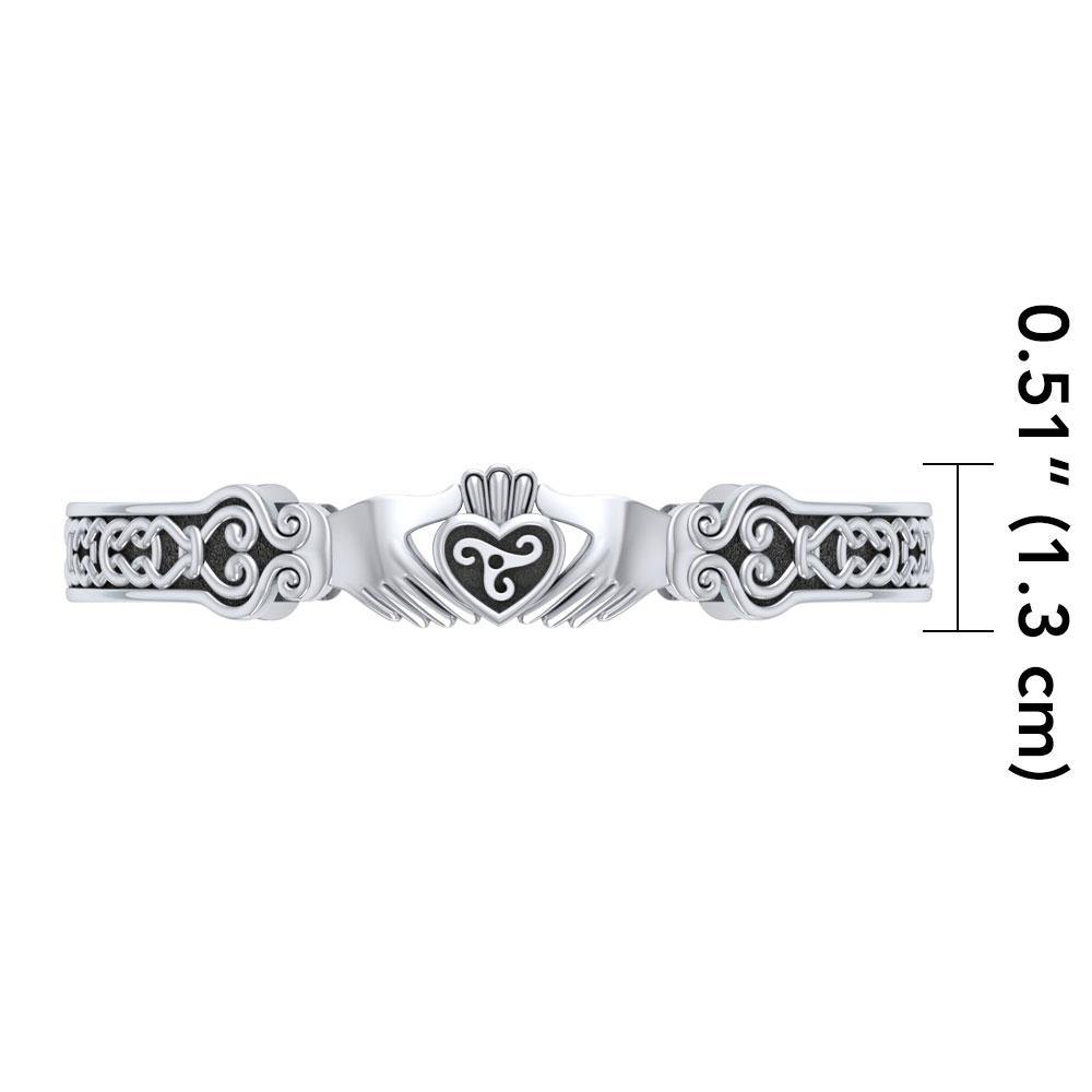 Celtic Knot Claddagh Sterling Silver Cuff Bracelet TBG270 Celebrating Love Friendship Loyalty