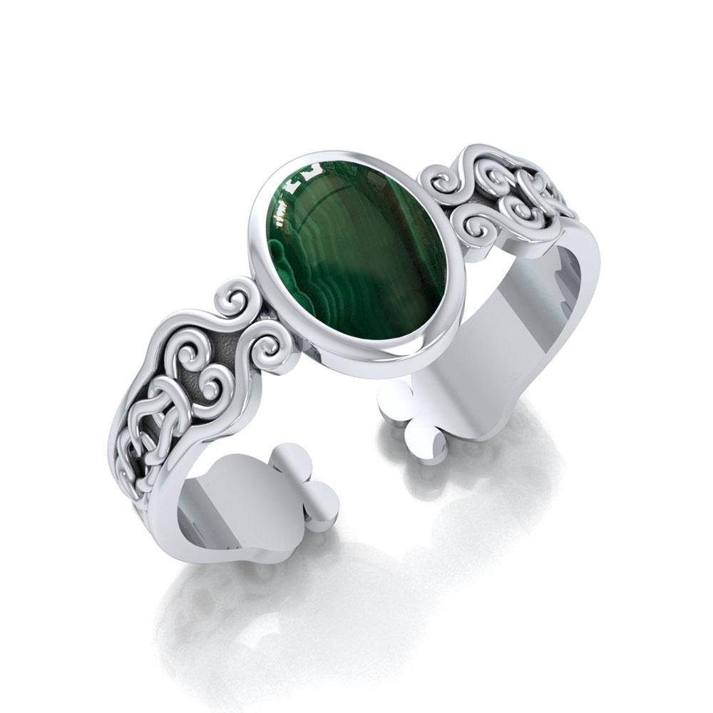 Celtic Knot Spiral Cuff Bracelet With Gemstone In Sterling Silver Jewelry TBG278