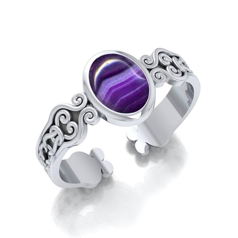 Celtic Knot Spiral Cuff Bracelet With Gemstone In Sterling Silver Jewelry TBG278