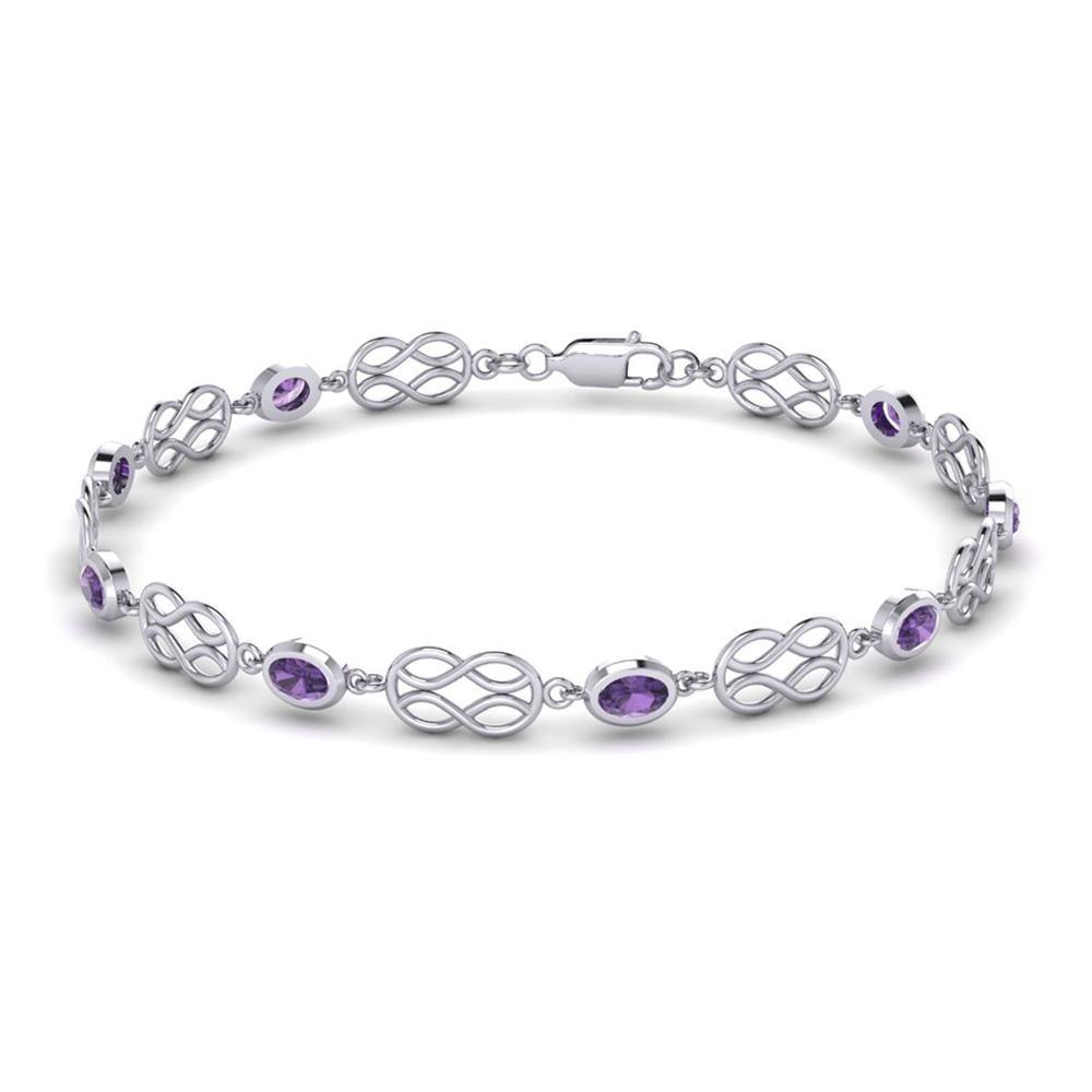 Celtic Knotwork Sterling Silver Bracelet with Gemstone TBG311