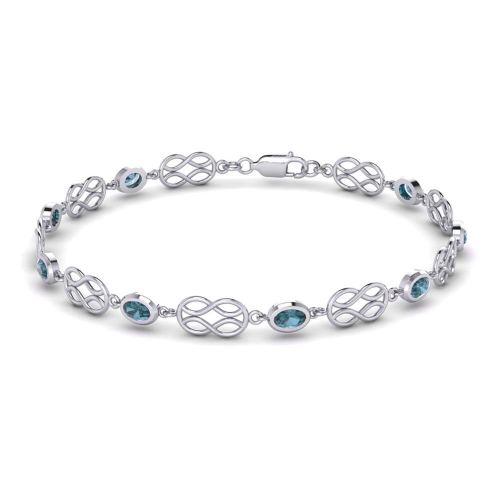 Celtic Knotwork Sterling Silver Bracelet with Gemstone TBG311