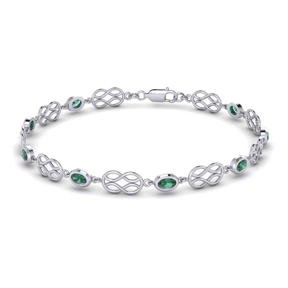 Celtic Knotwork Sterling Silver Bracelet with Gemstone TBG311