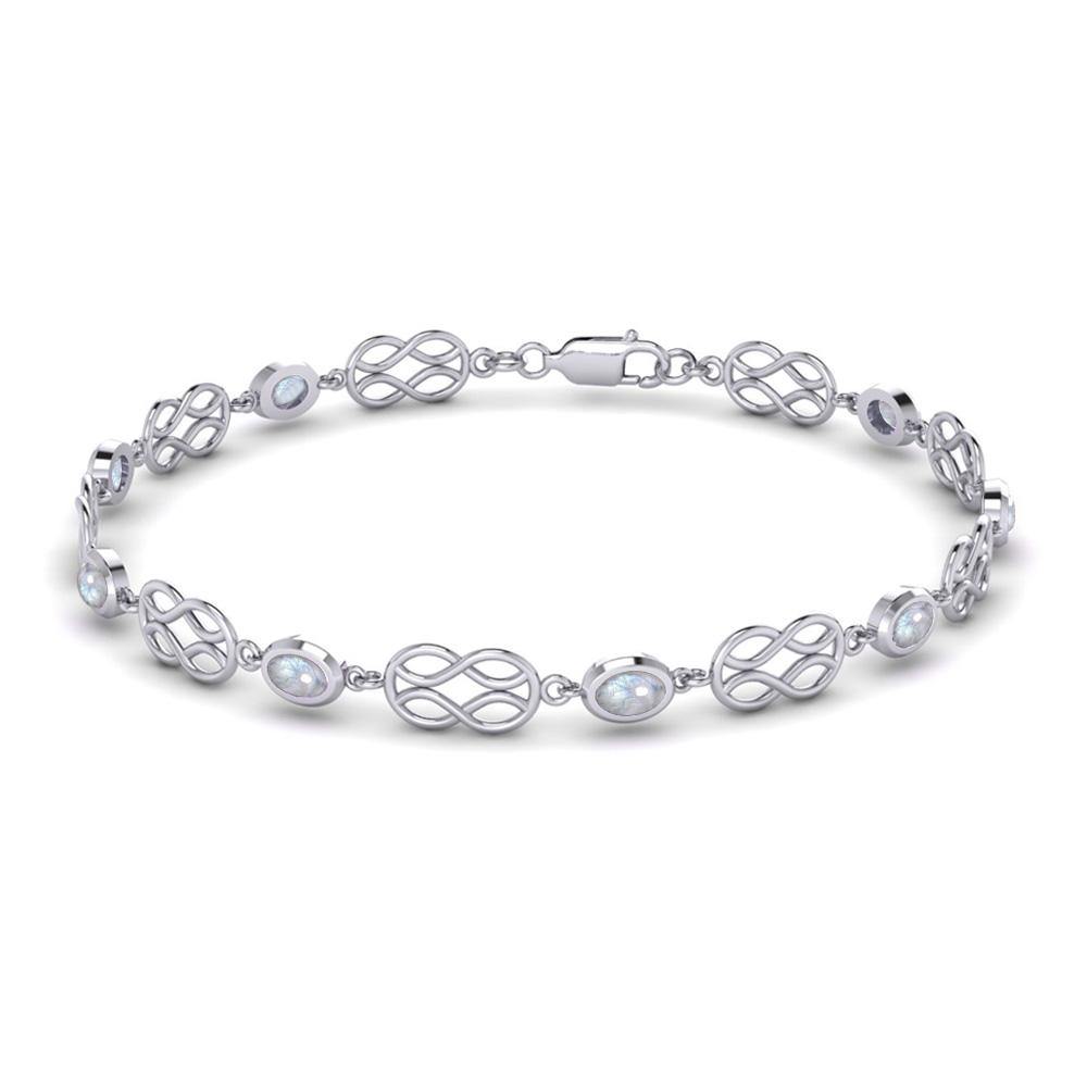 Celtic Knotwork Sterling Silver Bracelet with Gemstone TBG311