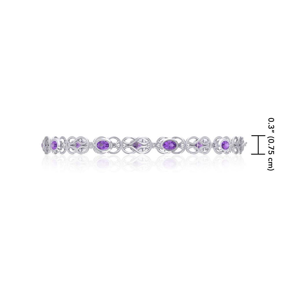 Celtic Knotwork Sterling Silver Bracelet with Gemstone TBG311