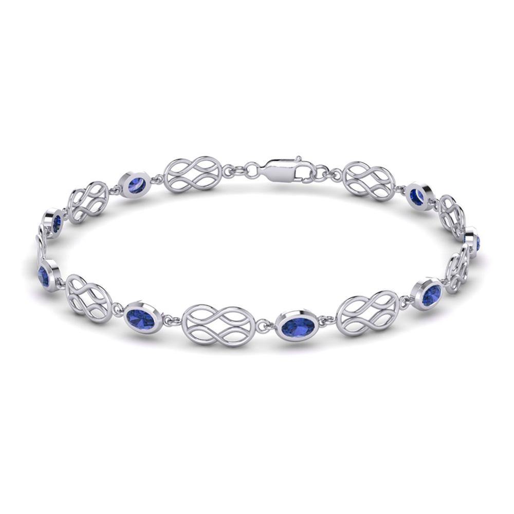 Celtic Knotwork Sterling Silver Bracelet with Gemstone TBG311