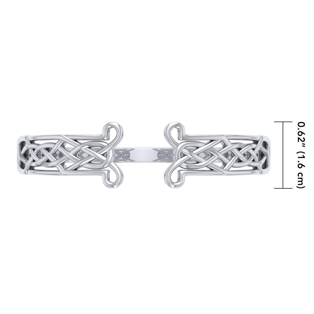 Celtic Knot Sterling Silver Cuff Bracelet TBG343 Open Design Intricate Weave Peter Stone