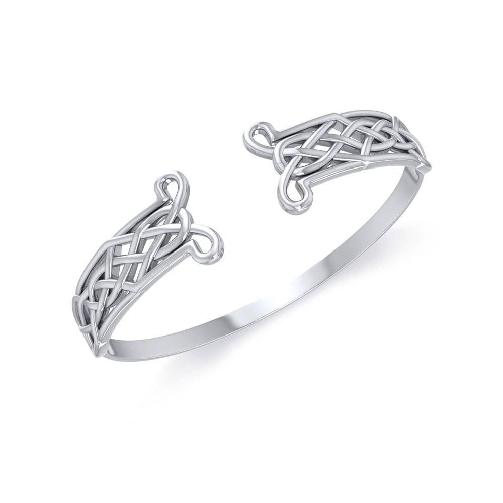 Celtic Knot Sterling Silver Cuff Bracelet TBG343 Open Design Intricate Weave Peter Stone