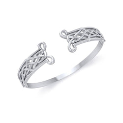 Celtic Knot Sterling Silver Cuff Bracelet TBG343 Open Design Intricate Weave Peter Stone | Bangle | Wiccan Center