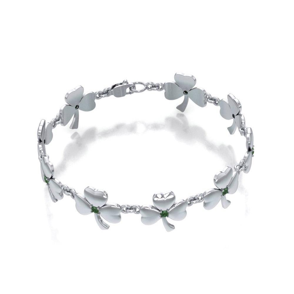 Celtic Shamrock Link Sterling Silver Bracelet TBG713